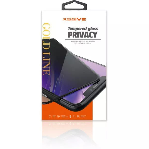 Xssive GoldLine Privacy Tempered Glass Screenprotector voor Samsung Galaxy A52s 5G Zwart