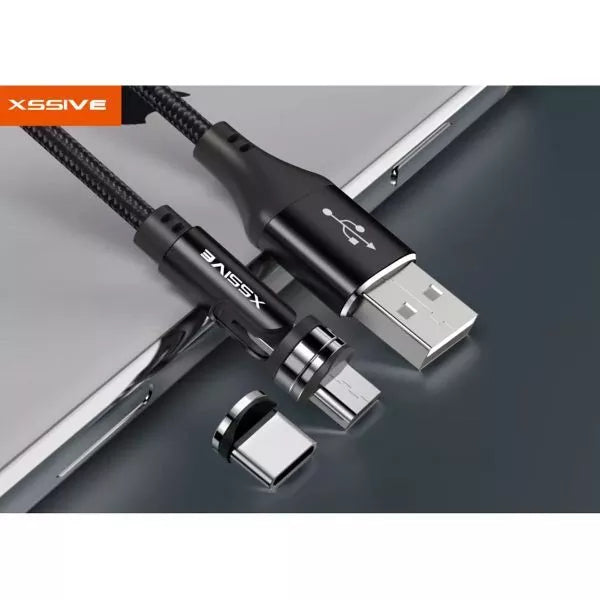 Xssive Magnetische USB naar USB-C en Micro USB Laad en Synchronisatiekabel 1m Zwart1