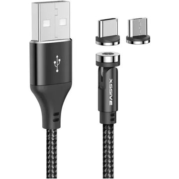 Xssive Magnetische USB naar USB-C en Micro USB Laad en Synchronisatiekabel 1m Zwart2