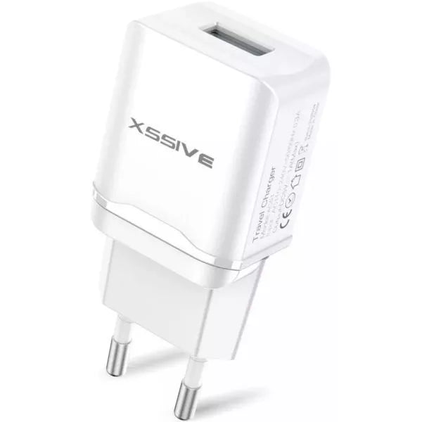 Xssive Thuislader USB 2.1A + 1m Type USB-C Kabel Wit1