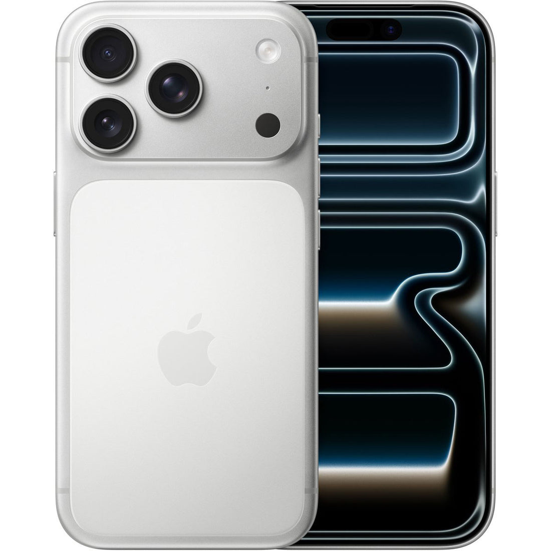 Apple iPhone 17 Pro Blauw voor- en achteraanzicht met titanium design