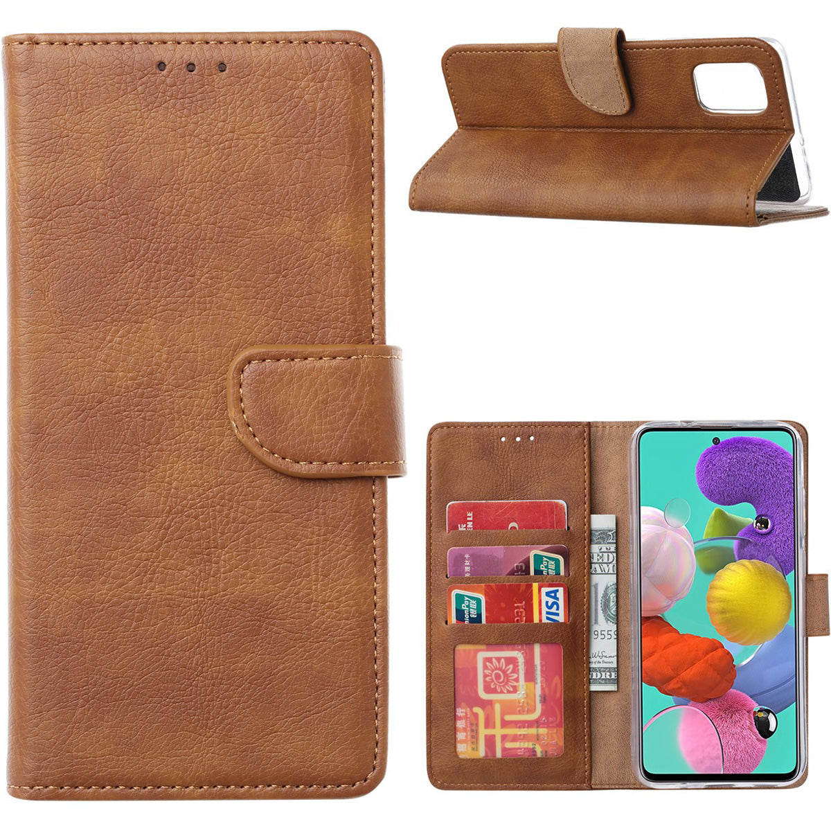 Xssive Lederen Wallet Book Case Samsung Galaxy A26 5G Lichtbruin binnenkant, kaarthouders, standfunctie, magneetsluiting
