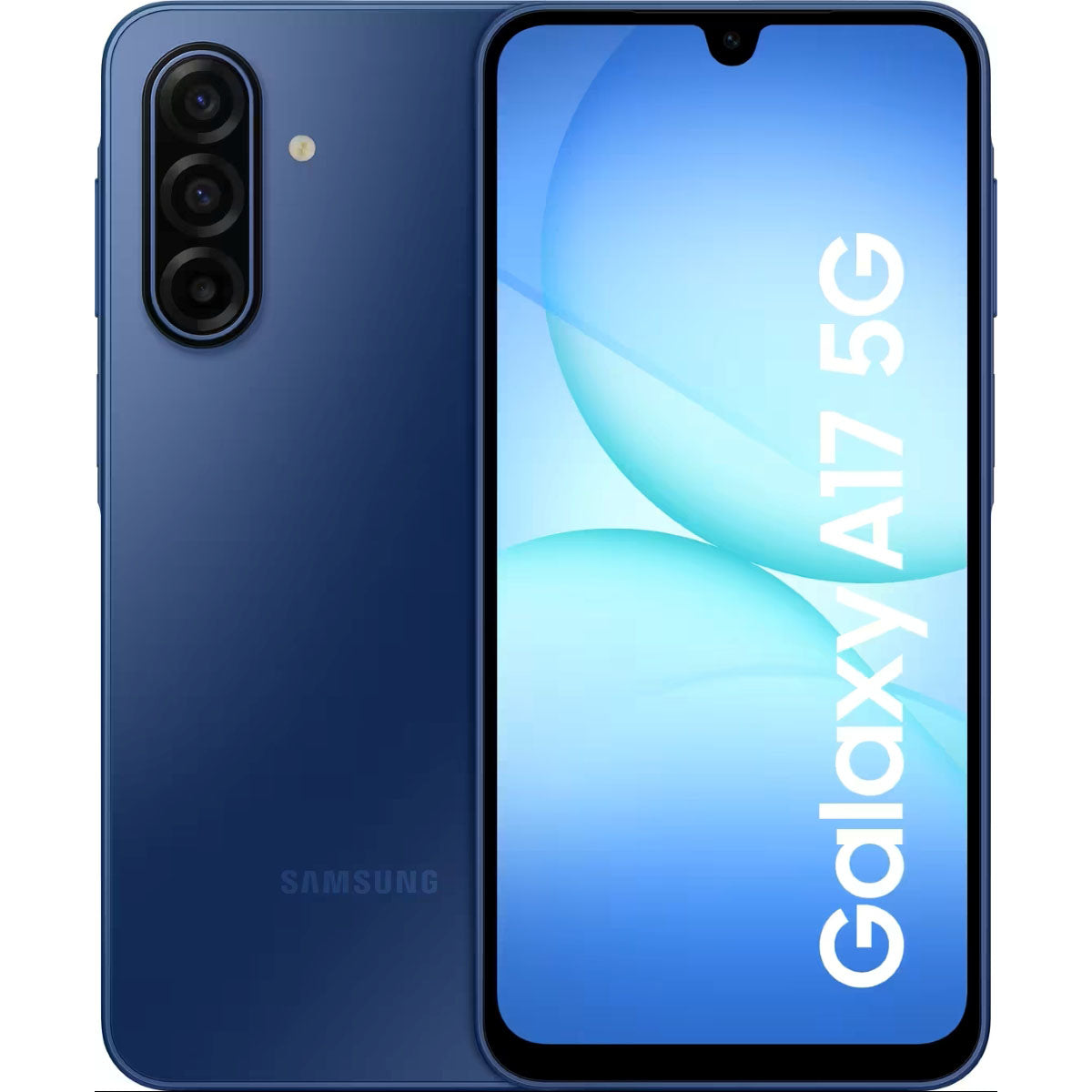 Samsung Galaxy A17 5G Blauw voor- en achteraanzicht design smartphone