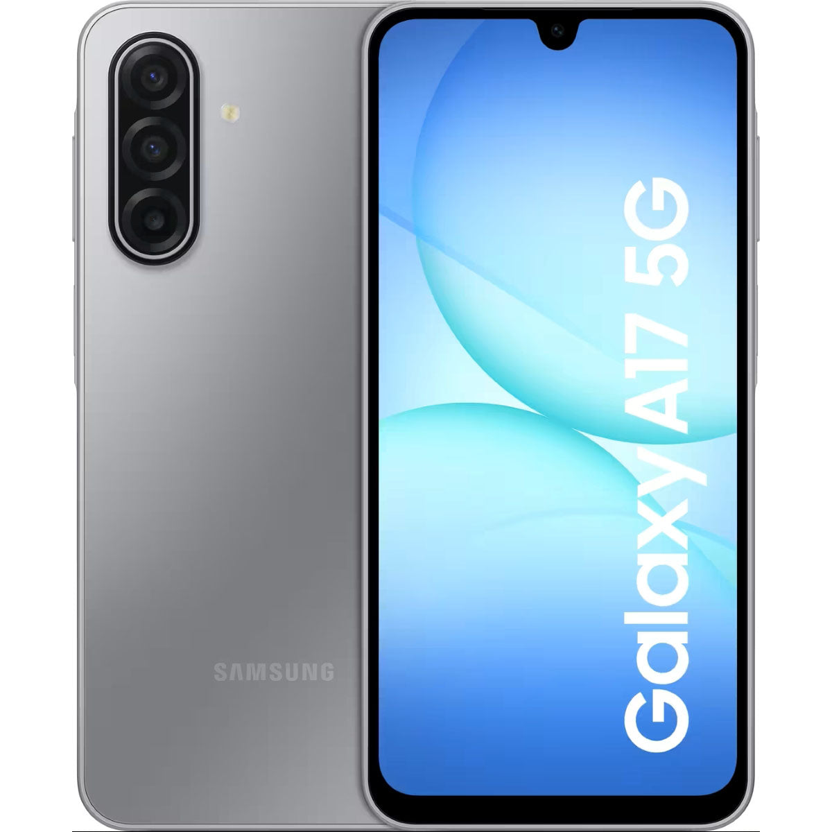 Samsung Galaxy A17 5G Grijs voor- en achteraanzicht design smartphone