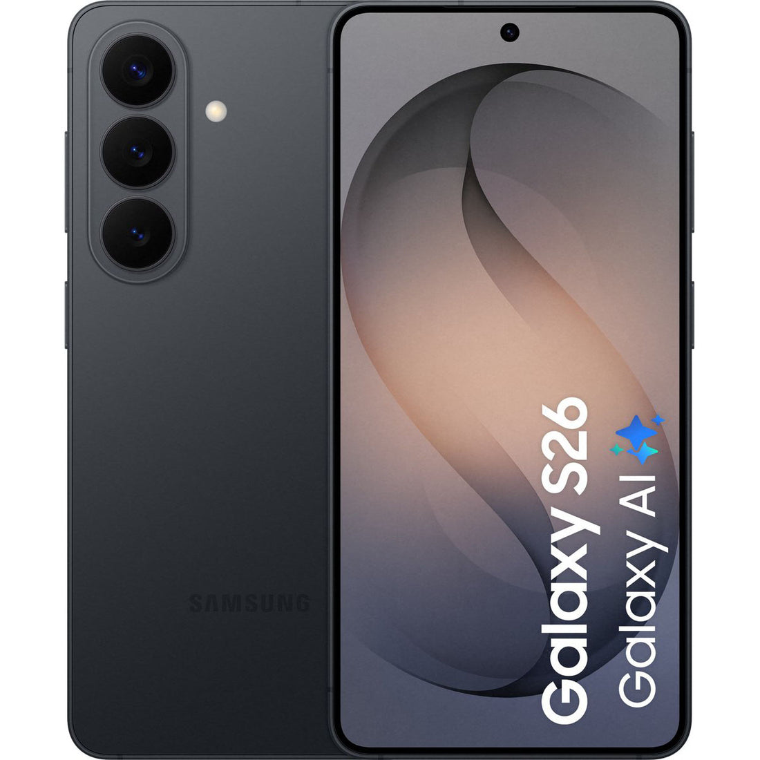 Voor- en achterzicht van de nieuwe Samsung Galaxy S26 smartphone met AI-camera's en helder AMOLED display