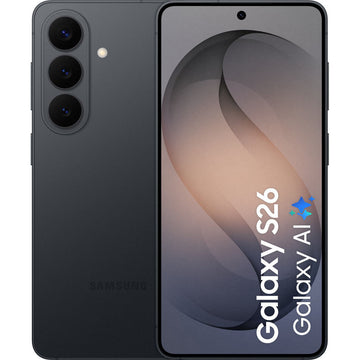Voor- en achterzicht van de nieuwe Samsung Galaxy S26 smartphone met AI-camera's en helder AMOLED display