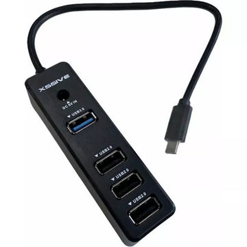 xssive-4in1-usb-hub-naar-usb-c-hub-zwart