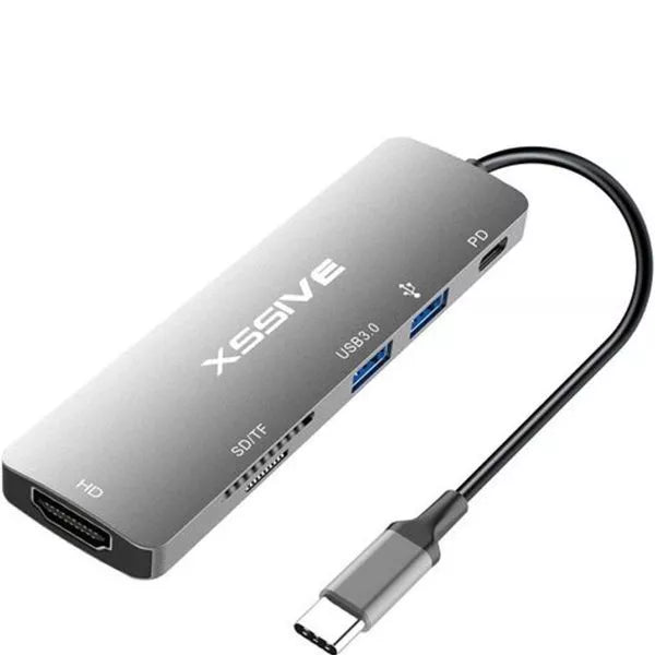 xssive-6in1-usb-hub-naar-usb-c-hub-zwart